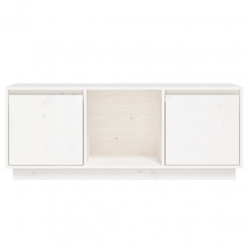 Comodă TV, alb, 110,5x35x44 cm, lemn masiv de pin - Img 5
