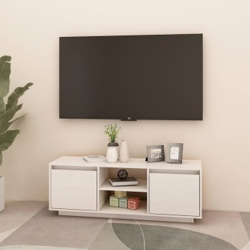 Comodă TV, alb, 110x30x40 cm, lemn masiv de pin - Img 3