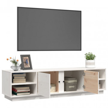 Comodă TV, alb, 156x40x40 cm, lemn masiv de pin - Img 7
