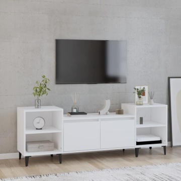 Comodă TV, alb, 160x35x55 cm, lemn prelucrat - Img 1