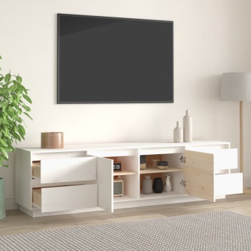 Comodă TV, alb, 176x37x47,5 cm, lemn masiv de pin - Img 3