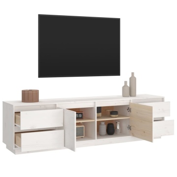 Comodă TV, alb, 176x37x47,5 cm, lemn masiv de pin - Img 8