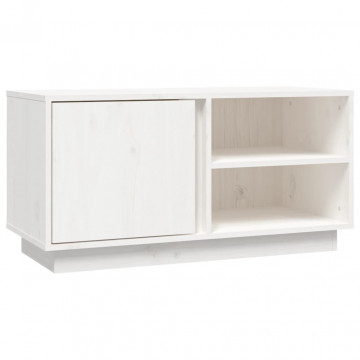 Comodă TV, alb, 80x35x40,5 cm, lemn masiv de pin - Img 2