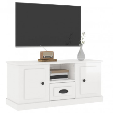 Comodă TV, alb extralucios, 100x35,5x45 cm, lemn prelucrat - Img 4