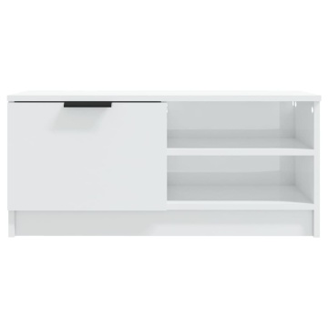 Comodă TV, alb extralucios, 80x35x36,5 cm, lemn prelucrat - Img 8