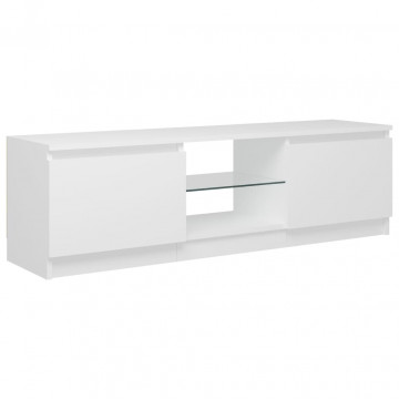 Comodă TV cu lumini LED, alb, 120x30x35,5 cm - Img 6