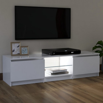 Comodă TV cu lumini LED, alb, 120x30x35,5 cm - Img 8