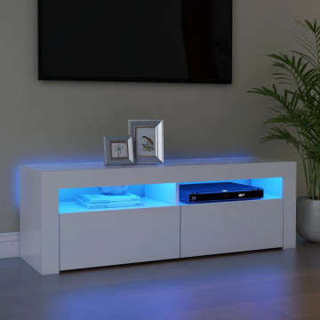Comodă TV cu lumini LED, alb, 120x35x40 cm - Img 1