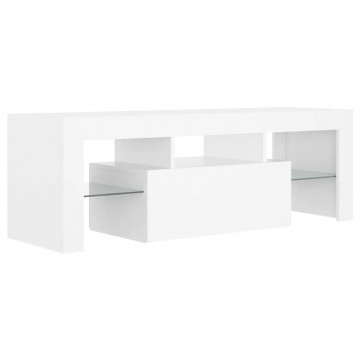 Comodă TV cu lumini LED, alb, 120x35x40 cm - Img 3