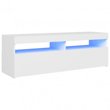 Comodă TV cu lumini LED, alb, 120x35x40 cm - Img 2