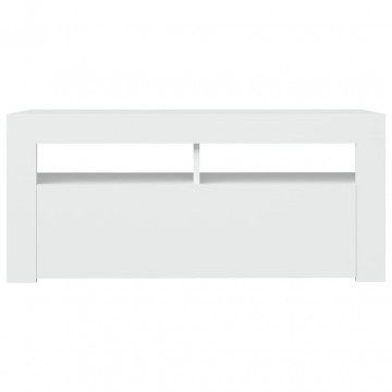 Comodă TV cu lumini LED, alb, 90x35x40 cm - Img 6