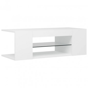 Comodă TV cu lumini LED, alb, 90x39x30 cm - Img 2