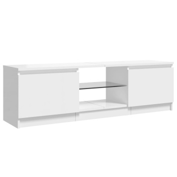 Comodă TV cu lumini LED, alb extralucios, 120x30x35,5 cm - Img 6