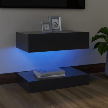 Comodă TV cu lumini LED, gri, 60x35 cm - Img 1