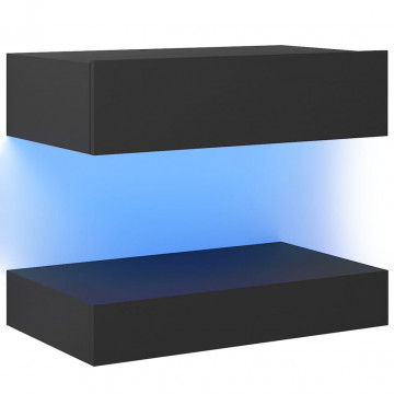 Comodă TV cu lumini LED, gri, 60x35 cm - Img 2