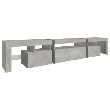 Comodă TV cu lumini LED, gri beton, 215x36,5x40cm - Img 7