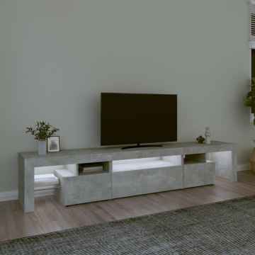 Comodă TV cu lumini LED, gri beton, 215x36,5x40cm - Img 3