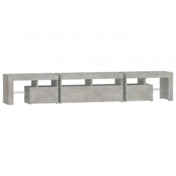Comodă TV cu lumini LED, gri beton, 230x36,5x40cm - Img 7