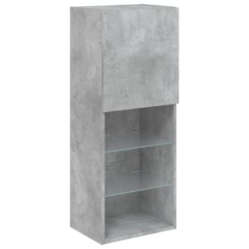 Comodă TV cu lumini LED, gri beton, 40,5x30x102 cm - Img 6