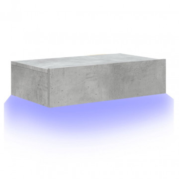 Comodă TV cu lumini LED, gri beton, 60x35x15,5 cm - Img 5