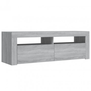 Comodă TV cu lumini LED, gri sonoma, 120x35x40 cm - Img 3