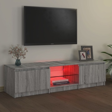 Comodă TV cu lumini LED, gri sonoma, 140x40x35,5 cm - Img 3
