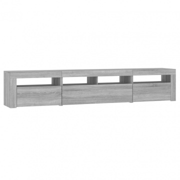 Comodă TV cu lumini LED, gri sonoma, 210x35x40 cm - Img 6