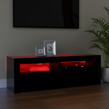 Comodă TV cu lumini LED, negru, 120x35x40 cm - Img 8