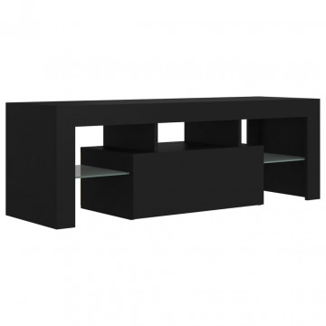 Comodă TV cu lumini LED, negru, 120x35x40 cm - Img 3
