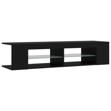 Comodă TV cu lumini LED, negru, 135x39x30 cm - Img 6