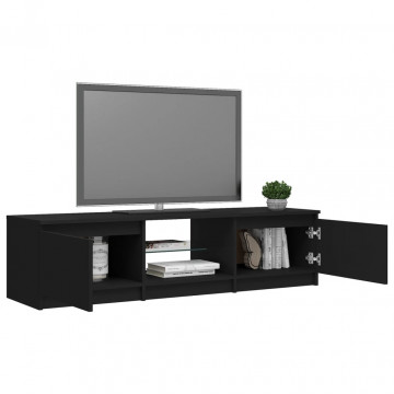 Comodă TV cu lumini LED, negru, 140x40x35,5 cm - Img 6