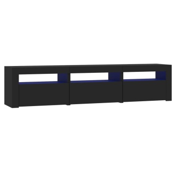 Comodă TV cu lumini LED, negru, 180x35x40 cm - Img 2