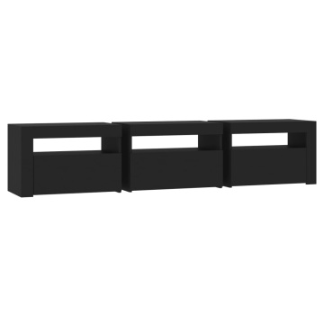 Comodă TV cu lumini LED, negru, 180x35x40 cm - Img 7