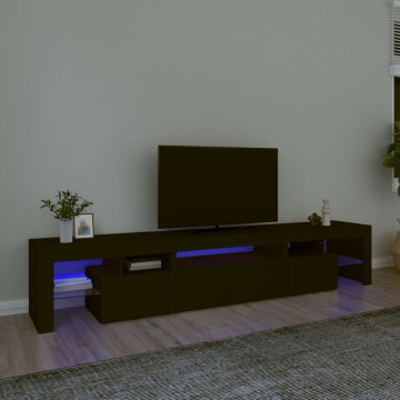 Comodă TV cu lumini LED, negru, 215x36,5x40 cm - Img 1