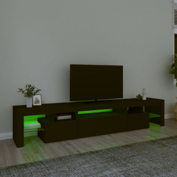 Comodă TV cu lumini LED, negru, 215x36,5x40 cm - Img 4