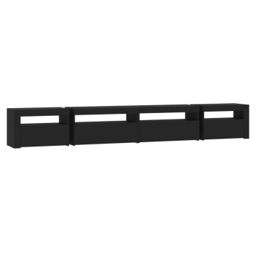 Comodă TV cu lumini LED, negru, 270x35x40 cm - Img 7