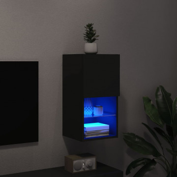 Comodă TV cu lumini LED, negru, 30,5x30x60 cm - Img 8