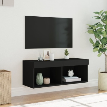 Comodă TV cu lumini LED, negru, 80x30x30 cm - Img 8