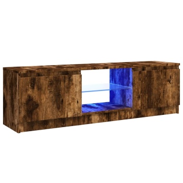 Comodă TV cu lumini LED, stejar fumuriu, 120x30x35,5 cm - Img 2