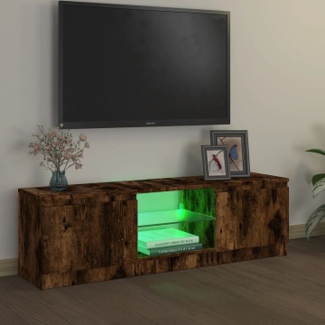 Comodă TV cu lumini LED, stejar fumuriu, 120x30x35,5 cm - Img 4