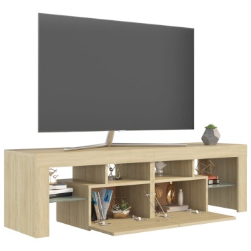 Comodă TV cu lumini LED, stejar sonoma, 140x36,5x40 cm - Img 6