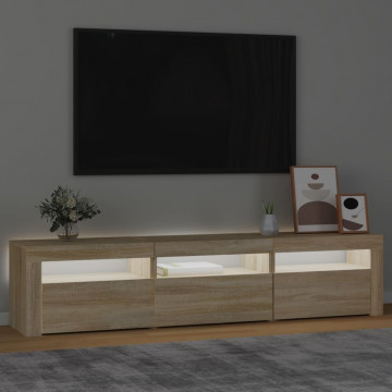 Comodă TV cu lumini LED, stejar sonoma, 180x35x40 cm - Img 3