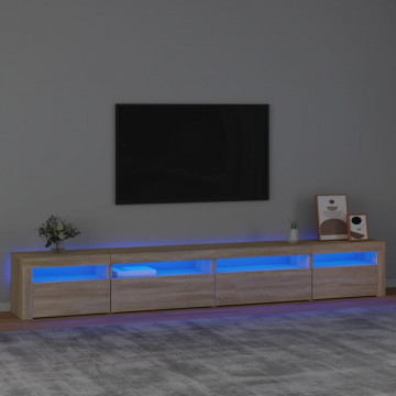Comodă TV cu lumini LED, stejar sonoma, 270x35x40 cm - Img 1