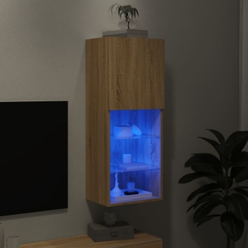 Comodă TV cu lumini LED, stejar sonoma, 40,5x30x102 cm - Img 8