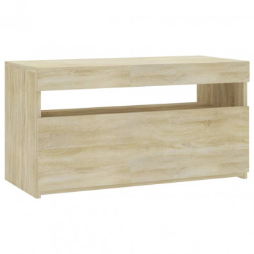 Comodă TV cu lumini LED, stejar sonoma, 75x35x40 cm - Img 2