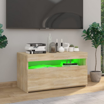 Comodă TV cu lumini LED, stejar sonoma, 75x35x40 cm - Img 8