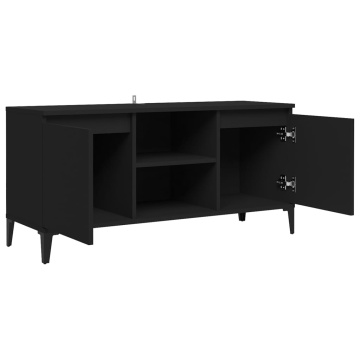 Comodă TV cu picioare metalice, negru, 103,5x35x50 cm - Img 6