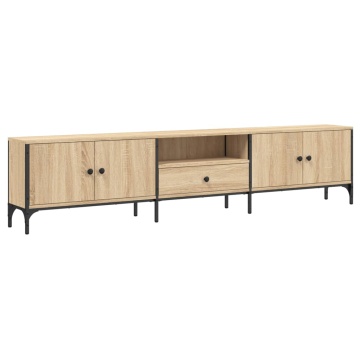 Comodă TV cu sertar, stejar sonoma, 200x25x44 cm lemn prelucrat - Img 2