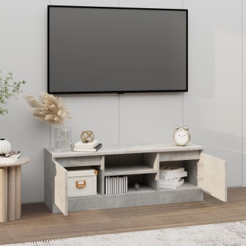 Comodă TV cu ușă, gri beton, 102x30x36 cm - Img 3