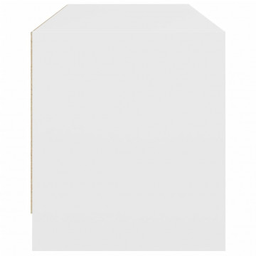 Comodă TV cu uși din sticlă, alb, 102x37x42 cm - Img 6